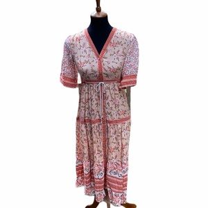 FP TO LOVE Floral Midi Dress Size S Orange